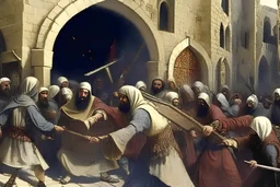 medieval Támadás a keresztények ellen a régi Damaszkuszban