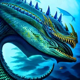 ultra detailed fullbody portrait of Leviathan the dragon of the sea underwater, extremely detailed digital painting, intrincate, extremely detailed face,crystal clear Big eyes, in the style of rafael sanzio, mystical colors , perfectly centered image, perfect composition, rim light, beautiful lighting, 8k, stunning scene, raytracing