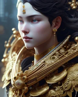 Detailed mechanical, intricate details, full body portrait, keep head in frame, slight, concept art, highly detailed, digital painting, concept art, sharp focus, illustration, art by Yoji Shinkawa, greg rutkowski and alphonse mucha and artgerm and yanjun Chen and Junji ito and Makoto Shinkai, HDR, octane render