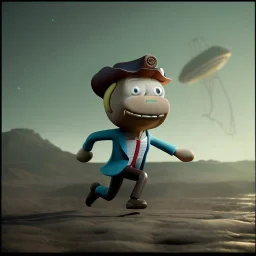 Mr. Peanut running away from alien spaceship, peanut