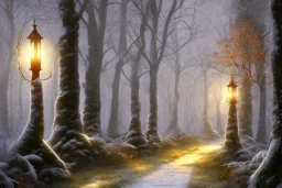 FOREST LANTERN WINTER PATH FALL