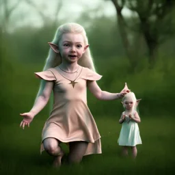 Galadriel toddler, full body, dramatic lighting, hyper realistic