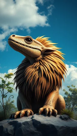 A Lizard head with lion body