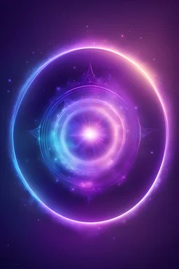 glowing aura magic circle purple and blue, soft gradient sparks flying, Text Aura in front