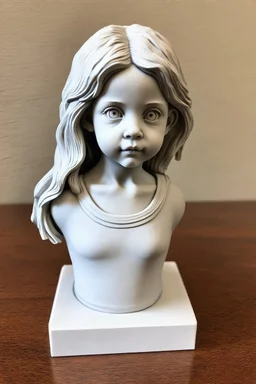 Sculpture en crayons , petite fille aux cheveux longs