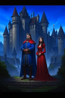 Strahd von Zarovich and Ireena Kolyana standing outside Castle Ravenloft