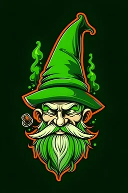 logo portreit gnomo green smoking cannabis