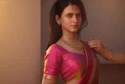 full body photo of a girl in saree i,hyperrealistic,detailed,8k,cinematic