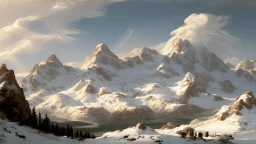 mountain range in snow by andrea del sarto