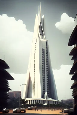 big pointy white dystopian rich uganda city center