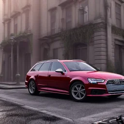 an old Audi a4 estate car ultra realistic,concept, 4k ,on street,8k resolution, high-quality, fine-detail, parked in crowded city winter