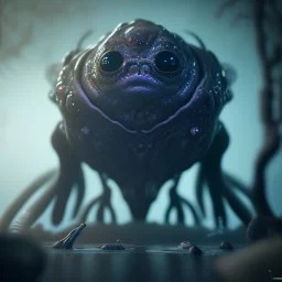 Cute fluid ink creature, big black eyes, scared face, unreal engine 5, 8k resolution, photorealistic, ultra detailed