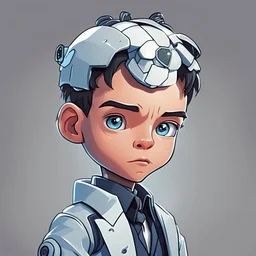 smart boy ai who is gonna take over the world. cartoon. profile picture