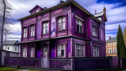 A purple mansion infected with mold painted by Edvard Munch