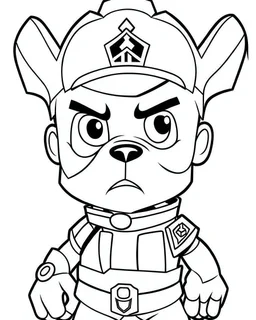 outline art for Paw Patrol coloring page, Japanese manga style, cartoon style, cute face, white background sketch style, full body is a must, only use outline, clean line art, no shadow, bold outline