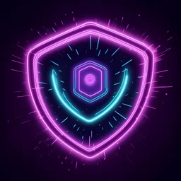 Halo Shield Mark in scattering neon sparks art style
