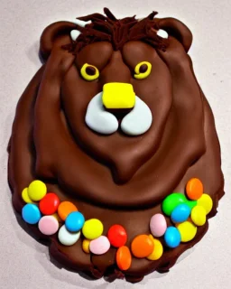 Lion simba model made of chocolate cake with smarties