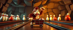 donkey kong bowling stage, in mine, with a cart