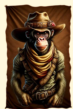 bounty hunter monkey cowboy with 2 pistols bandana