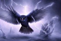 RAVEN snow winged OWL lightning