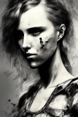 Danish singer MØ face,Abstract Yoji Shinkawa,