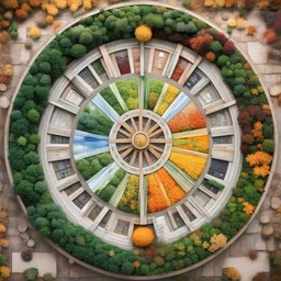 Wheel of fortune, and 4 seasons in one photo in the wheel of fortune: spring, summer, autumn, winter.