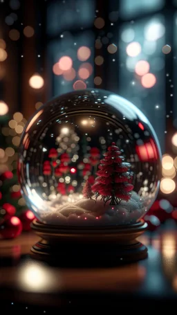 xmas wedding inside a floating Crystal ball, shot on Hasselblad h6d-400c, zeiss prime lens, bokeh like f/0.8, tilt-shift lens 8k, high detail, smooth render, down-light, unreal engine, prize winning