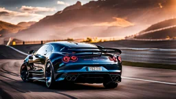 Rear View A stunningly realistic (((Bugatti x Mercedes UFO))), intricate detail and perfection in every surface, glimmering metal and luxurious contours, a (perfect model) for a desktop wallpaper fit for high resolution screens, evoking a sense of futuristic elegance in a (4K cinematic atmosphere).