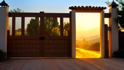 bright light beyond a huge gate