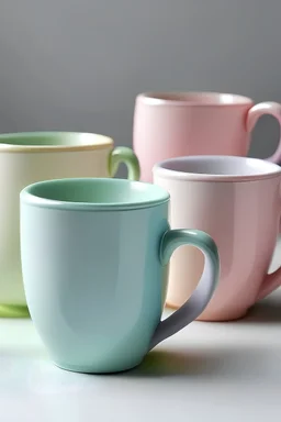 Set of colored pastel mugs
