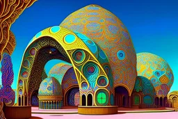 A surreal town with arches and domes by artist "Ian Miller" by artist "Alex Gross" by artist "photokinetic"