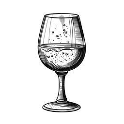 copa rustica para tomar vino con estilo de ilustración retro minimal tradicional en blanco y negro sin detalles, fondo blanco