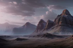 Epic mountain landscape, planet in the horizon