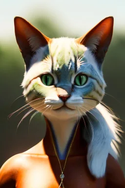 Miqo'te character, physically fit, facepaint, waist up portrait, intricate, oil on canvas, masterpiece, expert, insanely detailed, 4k resolution, retroanime style, cute big circular reflective eyes, cinematic smooth, intricate detail , soft smooth lighting, soft pastel colors, painted Renaissance style