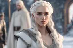 Daenerys Targaryen in 8k Afukuro anime artstyle , game of thrones them, white costum, winter, close picture, highly detailed, high details, detailed portrait, masterpiece,ultra detailed, ultra quality