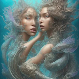 sango fantasy, fantasy magic, intricate, sharp focus, illustration, highly detailed, digital painting, concept art, matte, artgerm and paul lewin and kehinde wiley, masterpiece sexy lips Hawaiian afro lips black African lady body mermaid Dragonfish head blue space lady sea under water mermaid seaweed pyramid