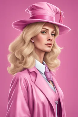 Een dom blondje die haar dokterdiploma heeft gekregen dankzij CHATGPT. Straalt domheid uit. Haar graduation outfit is volledig roze. Karikaturaal, carnavalesk, er zijn dokterattributen, denk legally blind en greys anantomy Dokter moet duidelijk zijn. Ze is lelijk, veel koninklijker, grootser, giganttisch, echt carnaval. Hoed is echt groot en karikaturaal, dom, moet wel nog steeds graduation hoed zijn, geen heksenhoed, gewoon grote graduation hoed