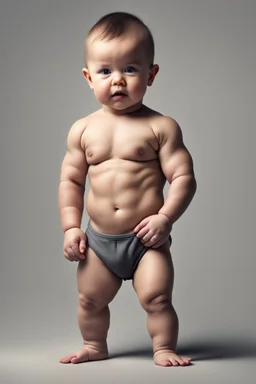 baby with six packs and muscular, little baby, realistic