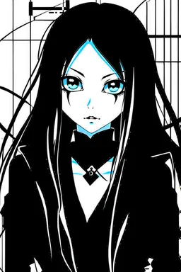 A brunette goth girl, in the style of Tite Kubo's Bleach