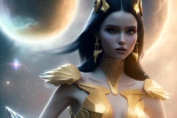  beautiful cosmic woman, long black hair, nice smiling, magic glamour make up, delicate colors, beautiful glamour galactique dress, ultra sharp focus, 8k, unreal engine 5, extremely sharp detail, light effect, soft light atmosphere of a spaceship, smooth, full of details, face in front, complete vision of face and hair and body