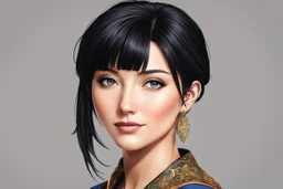 phoebe buffay in 8k 2D anime artstyle, short black hair, close picture, intricate details, highly detailed, high details, detailed portrait, masterpiece,ultra detailed, ultra quality