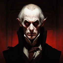 very grainy discolored modern photo, closeup portrait, dark ancient hall with no lights, grunge, extremely old male with chalk-white skin wearing a 1600's kamzol, threatening, imposing, nosferatu