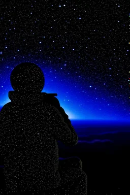شخص يرى من بعيد الكواكب و المجرات