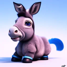 cute donkey with blue eyes,by pixar