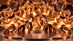 a 3D recursive stage structure made of metallic color 3d fractal like stuctures, dynamic lights,16 by 9