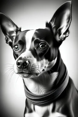 portrait of gray american rat terrier with charcoal pencil