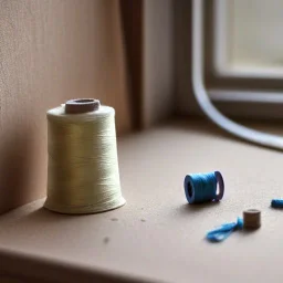 spool of thread on windowsill