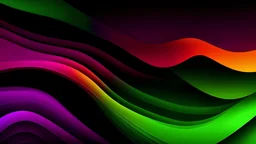Red yellow green purple color gradient wave background on black, grainy texture effect, copy space