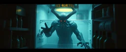 demon in the fridge in the style of cyberpunk 2077
