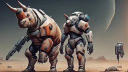 cyborg marauder rhinoceros trooper strange planet paleozoic